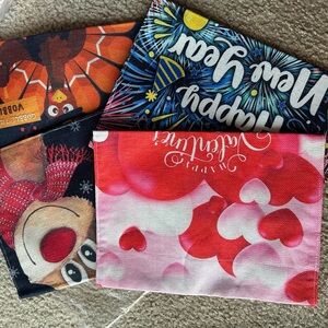 4 Holiday Small Garden Flags NEW